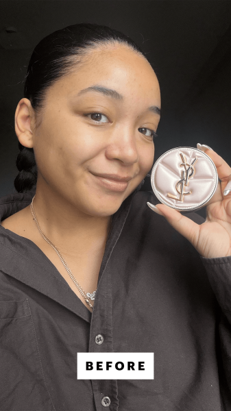 Richards before applying the Yves Saint Laurent Skin Affair Soft Glow Cushion Foundation