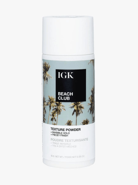 IGK Beach Club Texture Powder in branded component on a light gray background