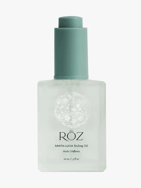 Rōz Santa Lucia Heat Protectant Styling Hair Oil in branded component on a light gray background