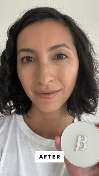 Allure contributing commerce editor Deanna Pai after applying the Banila Co Covericious Ultimate Cover Cushion